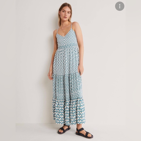 Boden Dresses & Skirts - Boden Dress strap Sleeveless Chesapeake Woodblock Bloom US 4